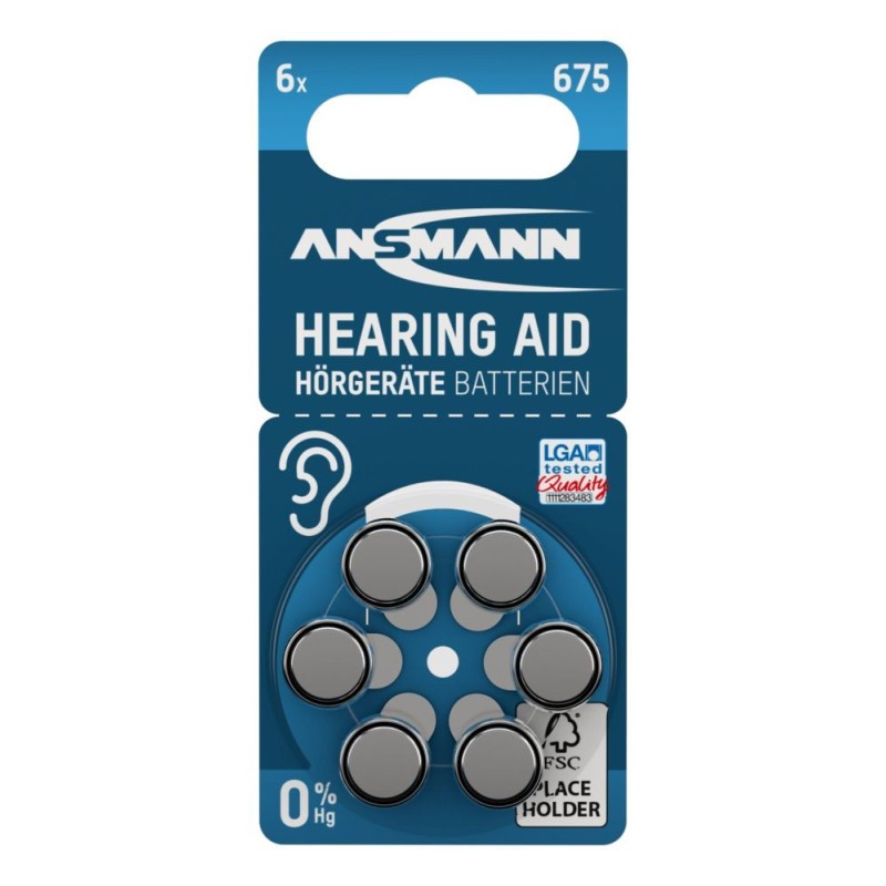 6 PILES  AUDITIVES 675 ANSMANN