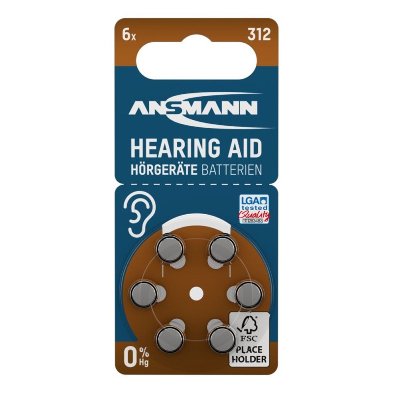 6 PILES  AUDITIVES 312 ANSMANN